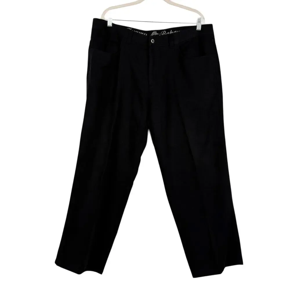Tommy Bahama‎ Black Lightweight Tencel Cotton Blend Pleated Pants Sz 38x30 Basic